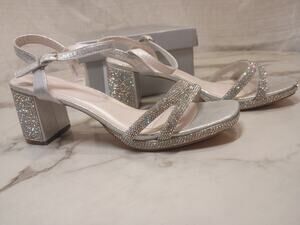 DB Studio Heels Embellished Platform Amara2 MSilver size 9